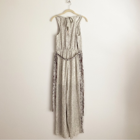 Hem & Thread Surplus Snake Print Belted Wide Leg Jumpsuit Silver/Brown S (4/6) - Picture 8 of 12